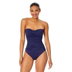 Women's Anne Cole Live in Color Twist Front Shirred One Piece Swimsuit Size 12